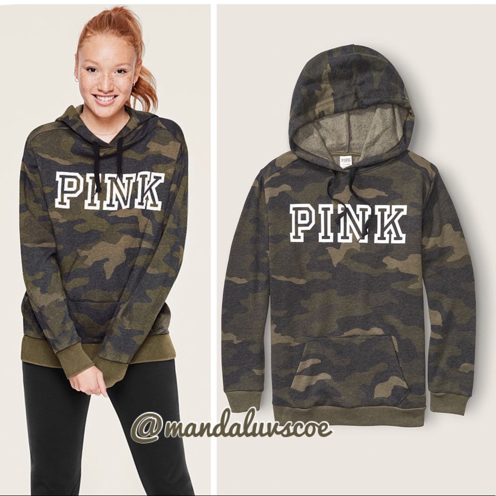 🚫SOLD🚫💗VS PINK GREEN CAMO EVERYDAY HOODIE - Picture 1 of 8